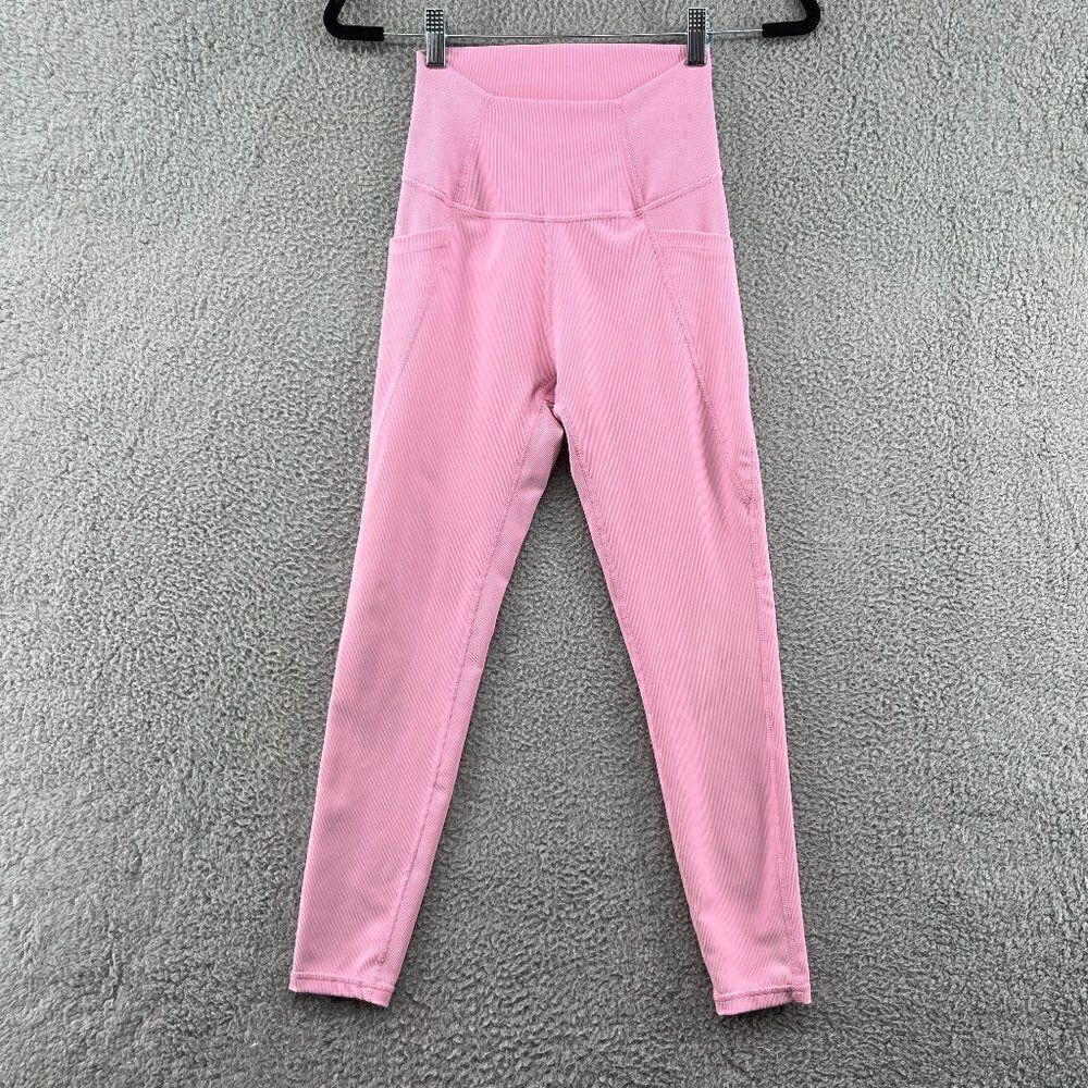 Wilo The Label Pink Ribbed Leggings Size Small Barbiecore